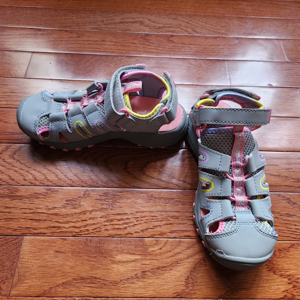 Kids Gray and Pink Adventure Sandals